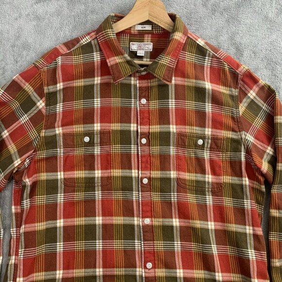 Wallace & Barnes J Crew Flannel Shirt Men XL Red Plaid Check Button Up Slim Fit - Picture 5 of 10